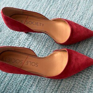 Sole Society Burgundy D'orsay Suede Heels size 8.5